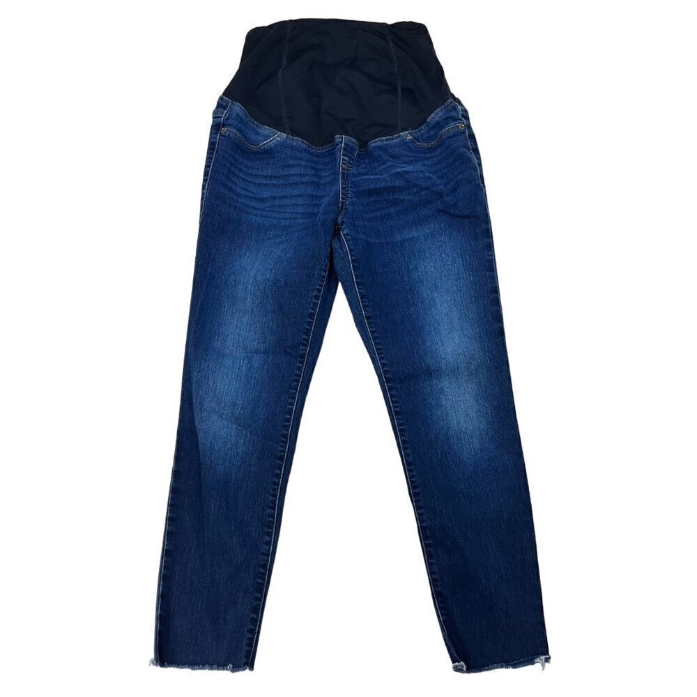 Isabel Maternity Pull On Skinny Dark Wash Ankle Jeans Raw Cuff Size 2/26R